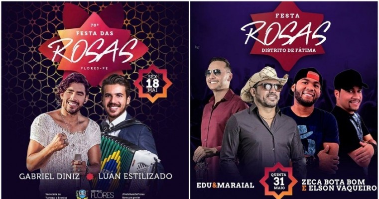 'Festa das Rosas' divulga programação com shows de Gabriel Diniz e Luan Estilizado