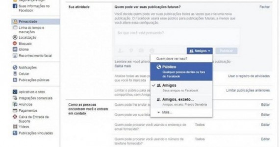 Falha no Facebook muda configuração e torna público post privado de 14 milhões