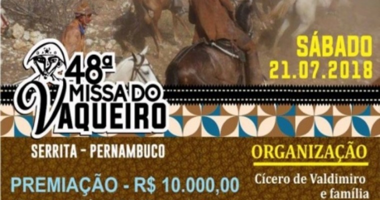 Pega de Boi Pé de Porteira da 48ª Missa do Vaqueiro com R$10.000,00 em Prêmios