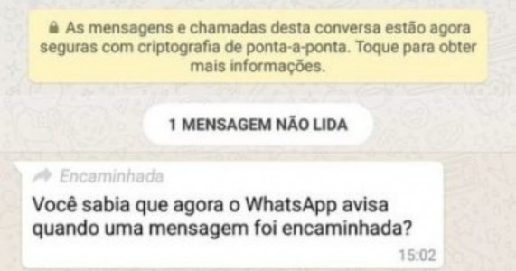 WhatsApp agora mostra quando mensagem foi encaminhada