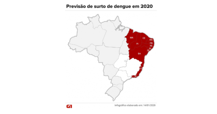 Ministério da Saúde diz que 11 estados poderão ter surto de dengue em 2020