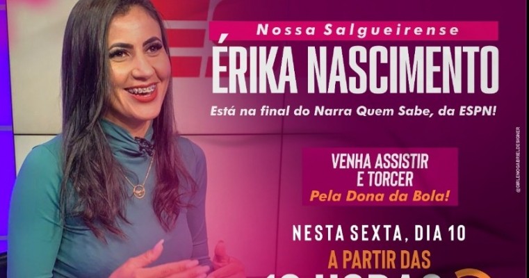 Érika Nascimento, de Salgueiro, participa hoje (10) da premiação da ESPN Bola de Prata, em São Paulo