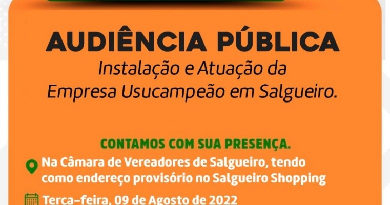 Salgueiro: Câmara de Vereadores realiza audiência publica para discutir a instalação da empresa Usocampeão