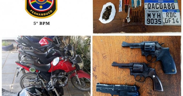 Quadrilha especializada em roubos de motos é presa com armas, drogas em Petrolina no Sertão de PE