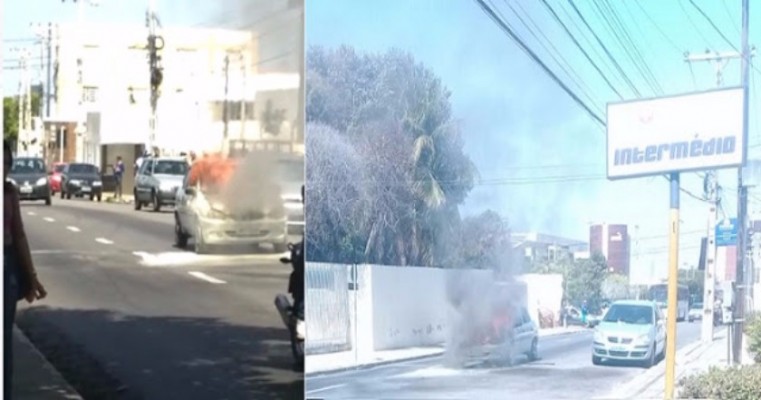 Carro pega fogo em Avenida do Centro de Petrolina-PE