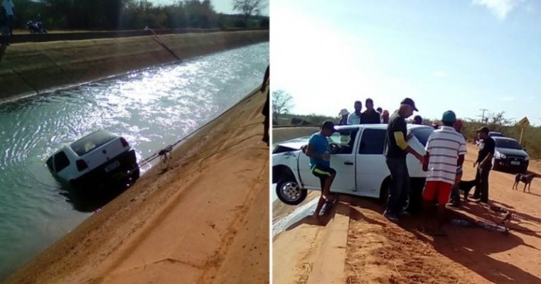 Motorista perde controle de veículo e cai em canal de irrigação em Petrolina