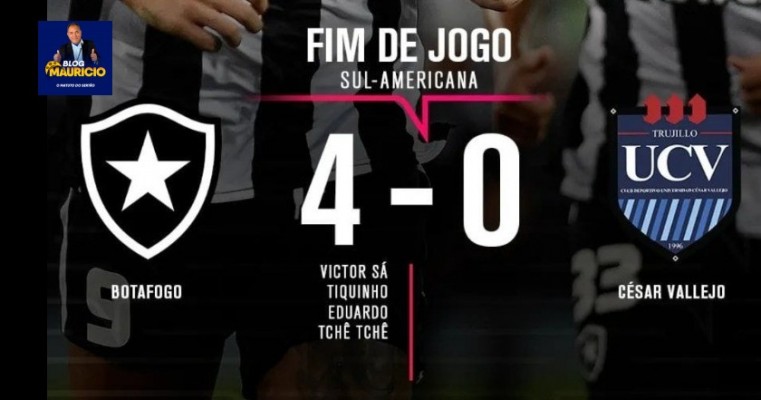 Com tranquilidade, o Botafogo foi melhor em campo e goleou o Universidad César Vallejo por 4 a 0, nesta quinta-feira