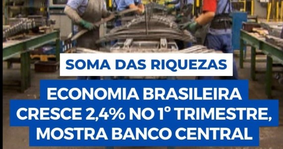 SOMA DAS RIQUEZAS  ECONOMIA BRASILEIRA CRESCE 2,4% NO 1º TRIMESTRE, MOSTRA BANCO CENTRAL