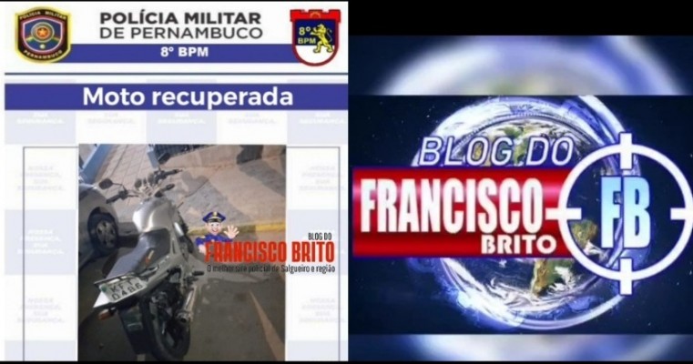 Policiais Militares do 8º BPM recuperam moto roubada em Cabrobó após perseguição em Salgueiro.