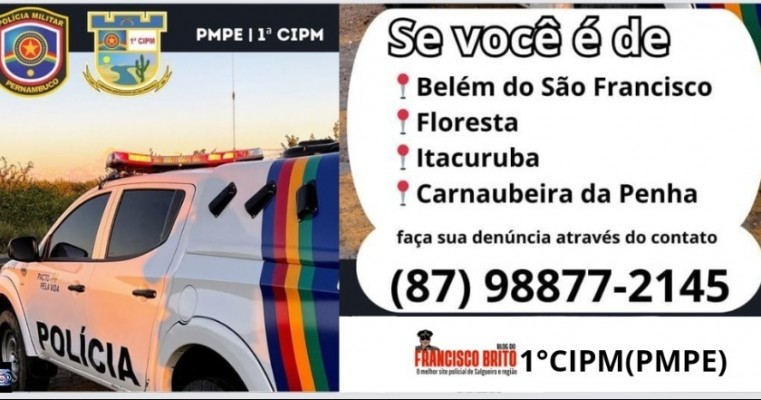 Central da 1ª CIPM tem novo número para denúncias e ocorrências em Belém, Floresta, Itacuruba e Carnaubeira da Penha