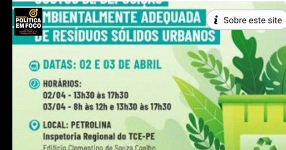 Escola de Contas do TCE-PE promove curso em Petrolina sobre custos de deposição de resíduos sólidos urbanos