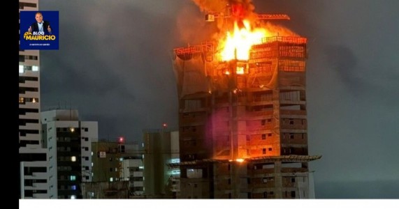 Incêndio atinge edifício em construção no bairro da Torre