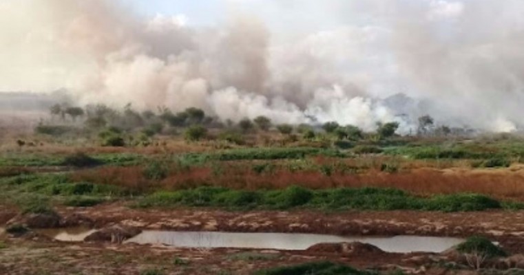 Grande incêndio mobiliza todos os bombeiros de Serra Talhada na tarde deste sábado