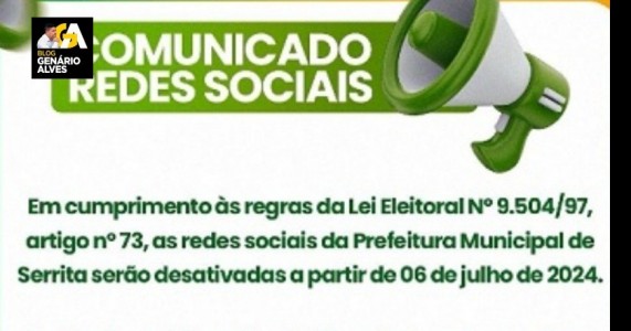 Prefeituras da região começam a informar que vão desativar redes sociais a partir de sábado