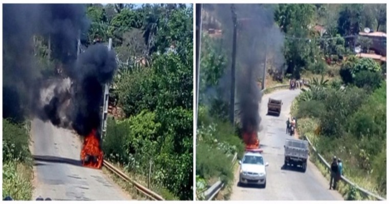 Carro pega fogo em Triunfo após dono de veículo usar isqueiro