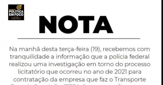 Prefeito de Sagueiro publica nota sobre operação da Polícia Federal na sede do governo