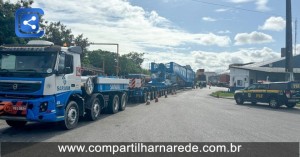 Transporte de transformador de 250 toneladas causa trânsito lento na BR-101