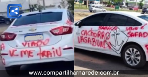 Traição? Carro aparece pichado em cidade baiana e viraliza nas redes sociais: “Você é safado”