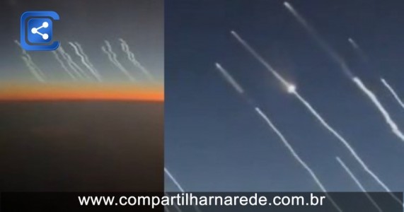 Passageiro de avião flagra momento em que mísseis iranianos são disparados contra Israel; Veja