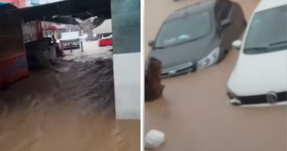 Chuvas alagam ruas e provocam danos em veículos em Buíque