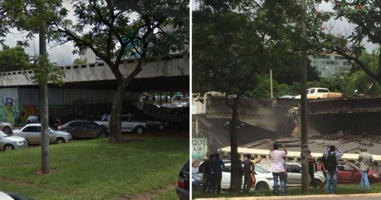 Parte de viaduto desaba no centro de Brasília