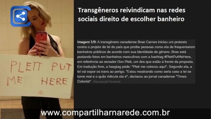 Transgêneros reivindicam nas redes sociais direito de escolher banheiro