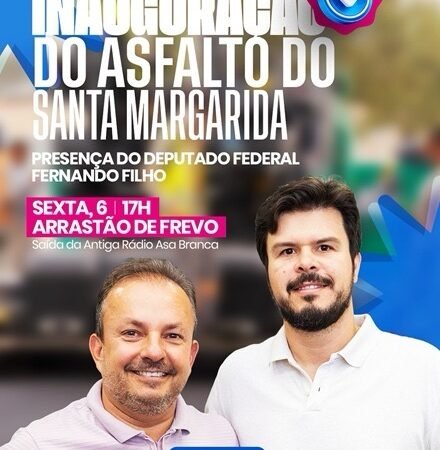 Asfalto do bairro Santa Margarida será inaugurado com arrastão de frevo nesta sexta-feira
