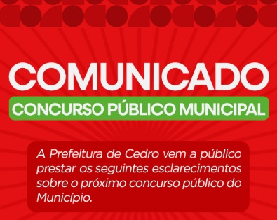 Prefeitura de Cedro-PE muda banca organizadora de concurso e diz que taxa de quem já se inscreveu deve ser devolvida pela Consulpam