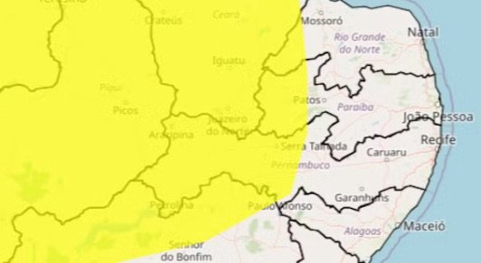 Inmet alerta para ‘perigo potencial de chuvas’ em 19 cidades do interior de Pernambuco