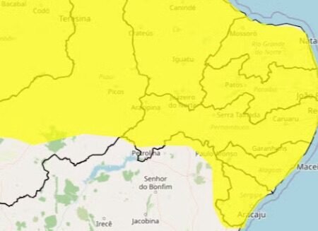 Inmet renova alerta amarelo de chuvas intensas para Floresta e 98 municípios do interior de PE